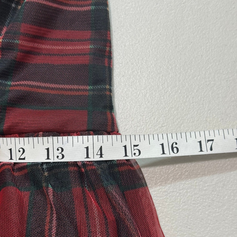 Betsey Johnson Plaid Mesh Tulle Tiered Midi Dress 4 Tartan Romantic Goth 90s - Picture 12 of 12